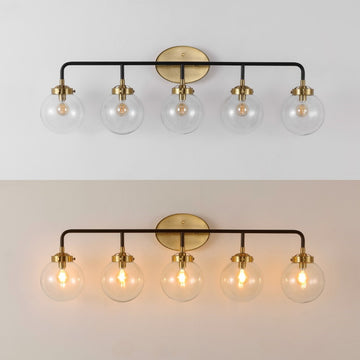 Caleb Brass Vanity Wall Sconce Clear